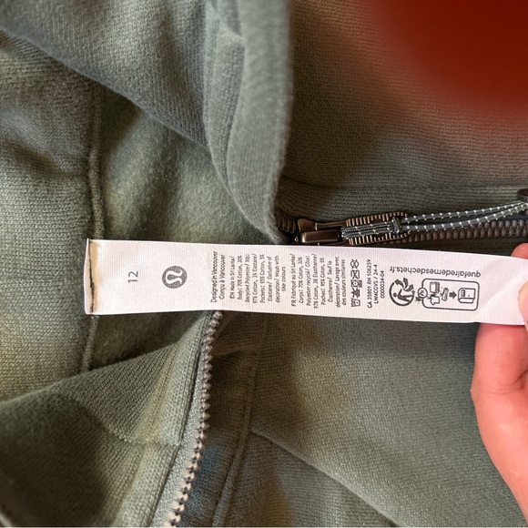 Lululemon Scuba Full Zip Hoodie Olive Green Womens Size 12 - Picture 3 of 4